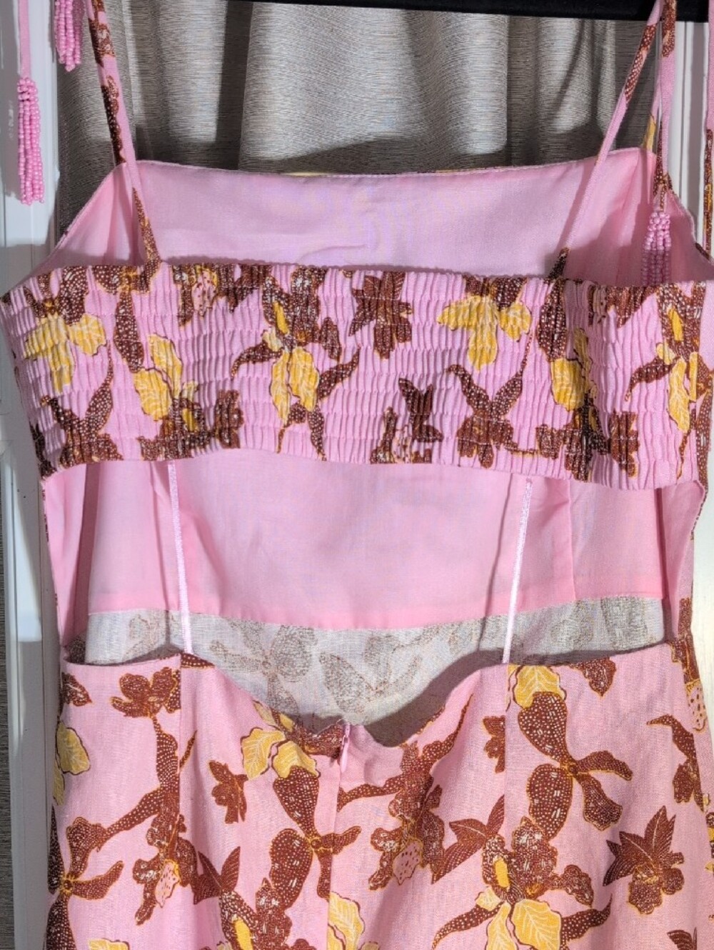 House of Harlow 1960 Backless Pink Floral Linen  Midi Dress - Picture 4 of 9